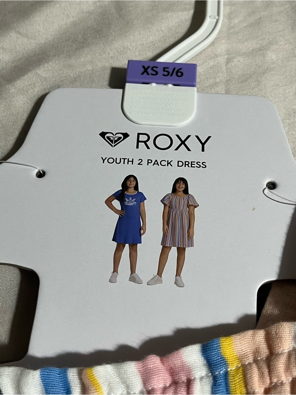 Roxy Youth 2-Pack Dresses - Blue + Multicolor Stripes Girls Size 5/6 NWT